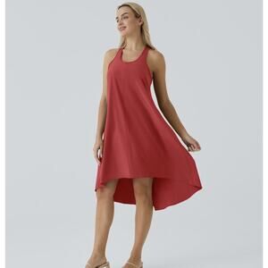 Halara Dress Size S Red Breezeful Sleeveless Racerback Built In Bra Pockets NWT